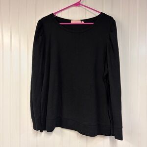 Evri Women's Black Long Sleeve Crewneck Top Textured 1X